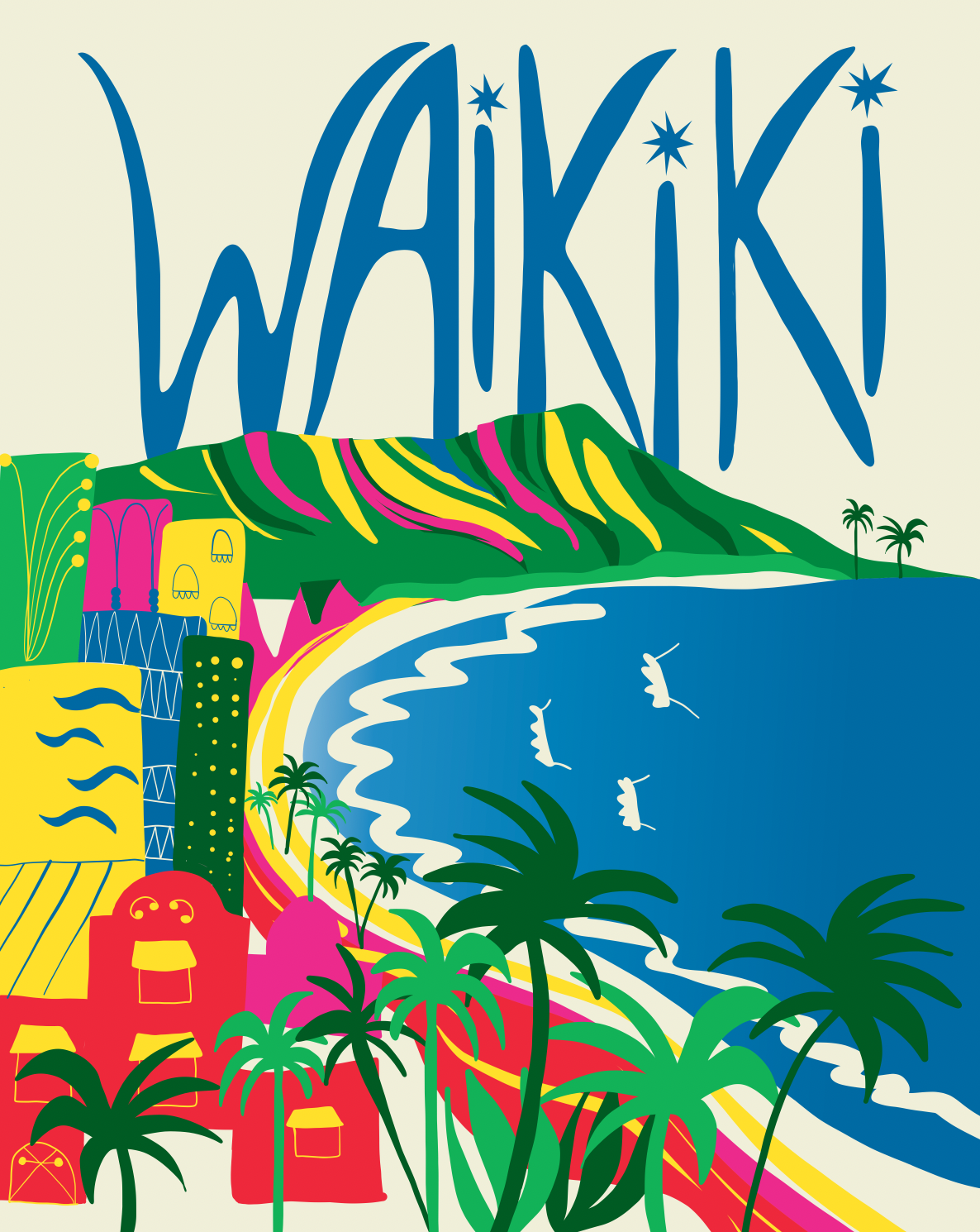 Art Print Waikiki Travel Poster