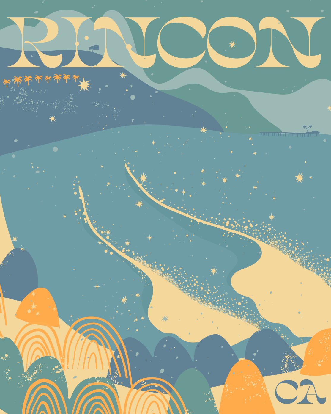 Rincon Carpinteria California Surf Poster Art Print