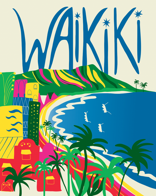 Art Print Waikiki Travel Poster 